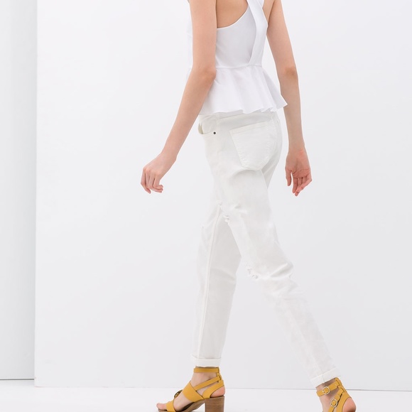 ZARA Ripped Jean:White, US 8/Eur 40 - Picture 2 of 5